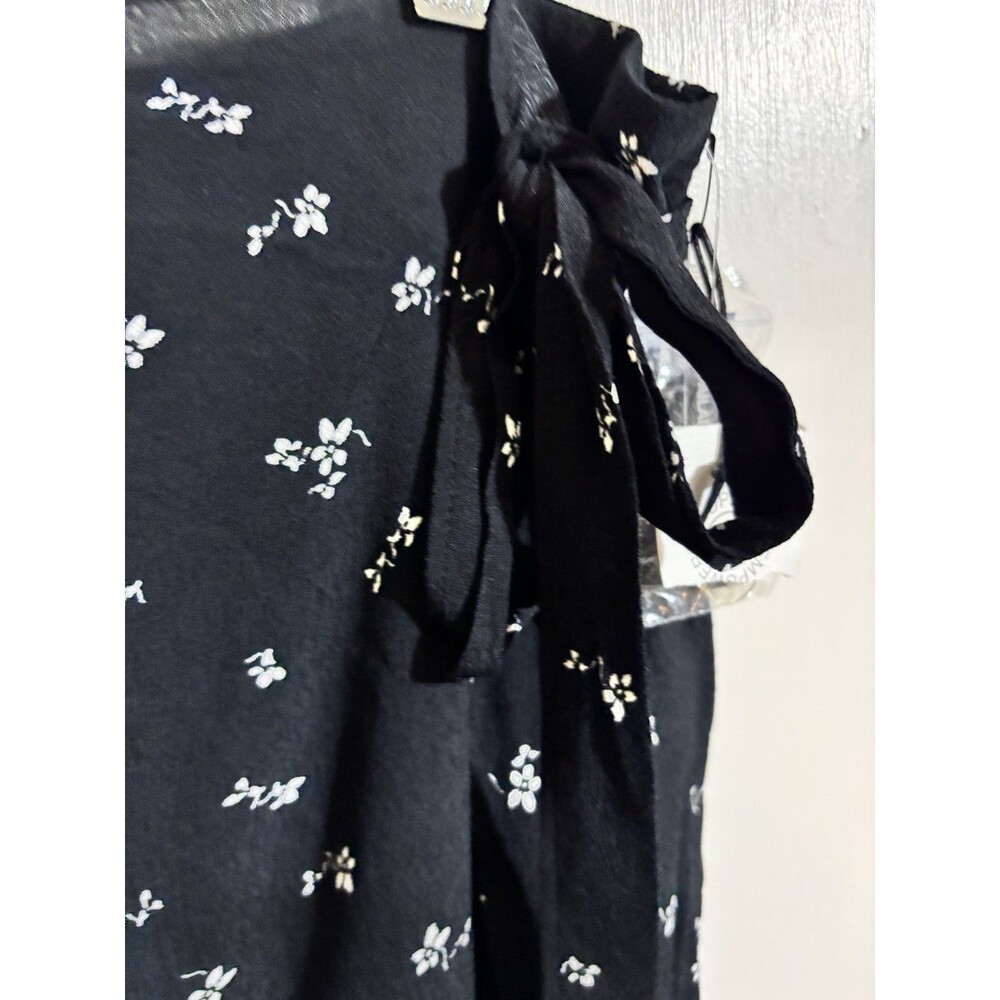 Treasure & Bond Nordstrom Ditsy Floral Wrap Midi Skirt L Black White Boho NWT - Picture 5 of 7